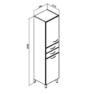 Пенал Runo левый с корзиной для белья 40 (00000000132)
